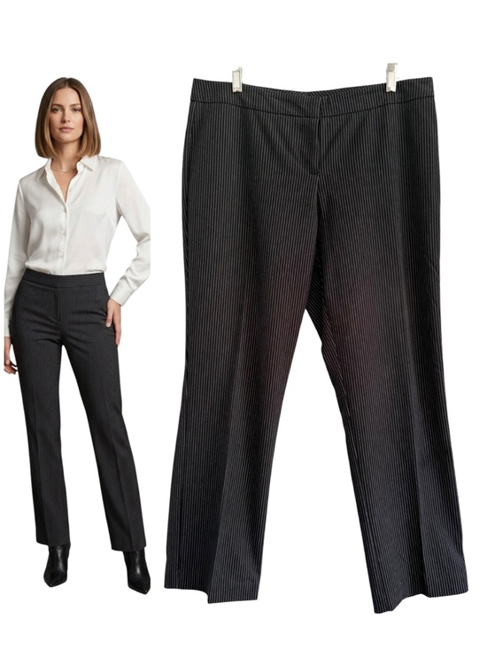 Worthington Pants - Women’s Black Pinstripe Mid Rise Straight Leg Dress Pants Trousers Size 12 P